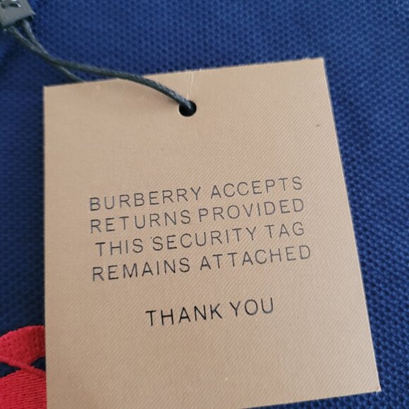 Burberry Contrast Logo Cotton Pique Polo Shirt Mens Sz M Navy Blue Casual BNWT - Picture 7 of 15